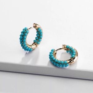 🌿Turquoise Pavè Huggie Hoops